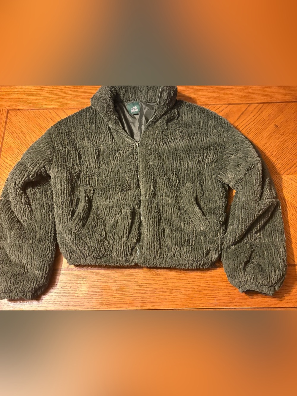 wild fable Olive Green Plush Zip-Up Jacket size XSmall